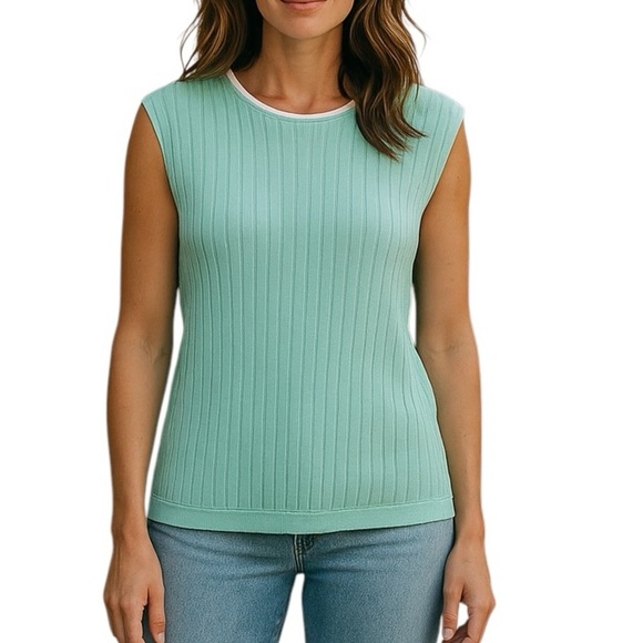 Tabi International Sleeveless Ribbed Top Mint - Picture 1 of 8